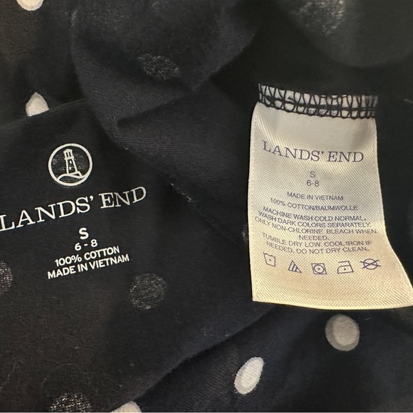 New LANDS END Tank Dress Black Gray White Polka Dot Pleated Pockets Swim Coverup - Picture 6 of 8